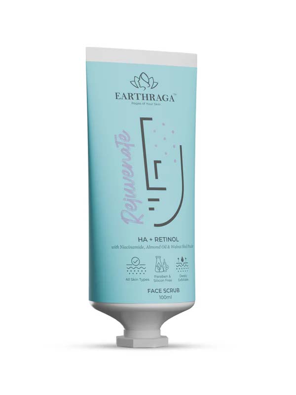 Earthraga HA + Retinol Face Scrub | Clears Clogged Pores and Removes Tan | 100 ml